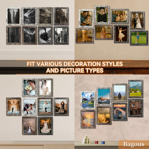 Bagous 8x10 frame shown on wall or tabletop for flexible display
