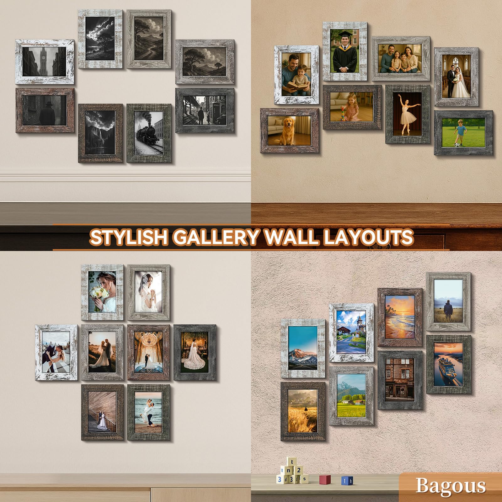 Bagous 5x7 frame back fasteners for easy photo insertion