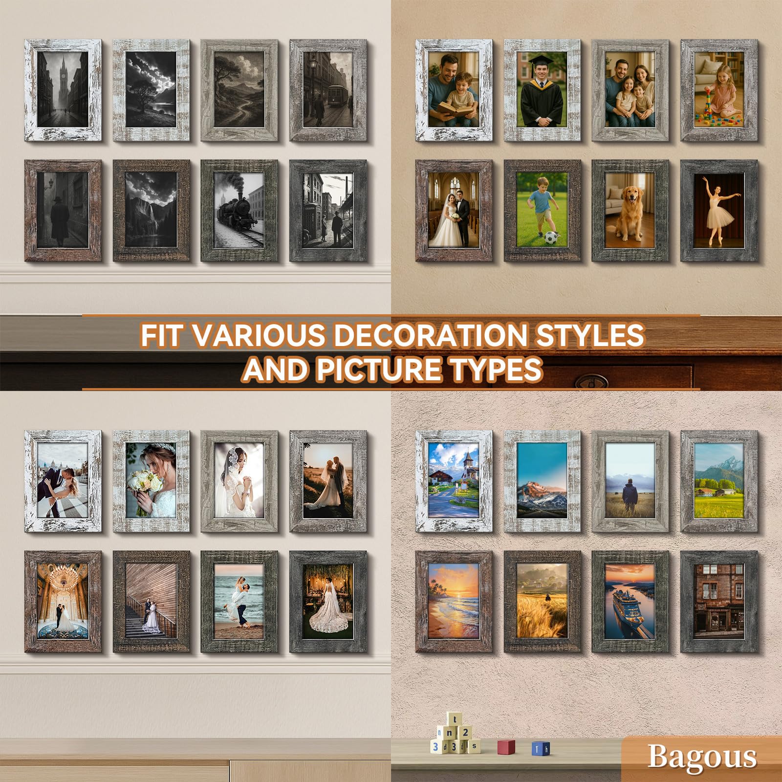 Bagous real glass frame with high clarity for crisp photo viewing