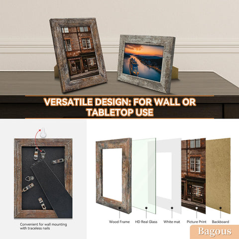 Bagous versatile wall or tabletop display frames for living spaces