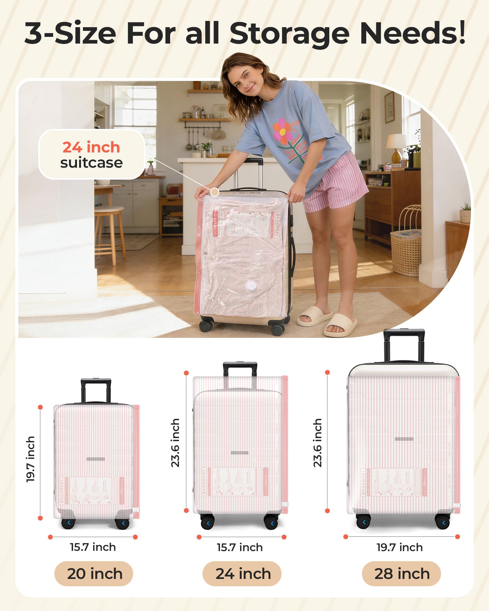 BAGSMART 4000Pa rapid compression for fast packing results.