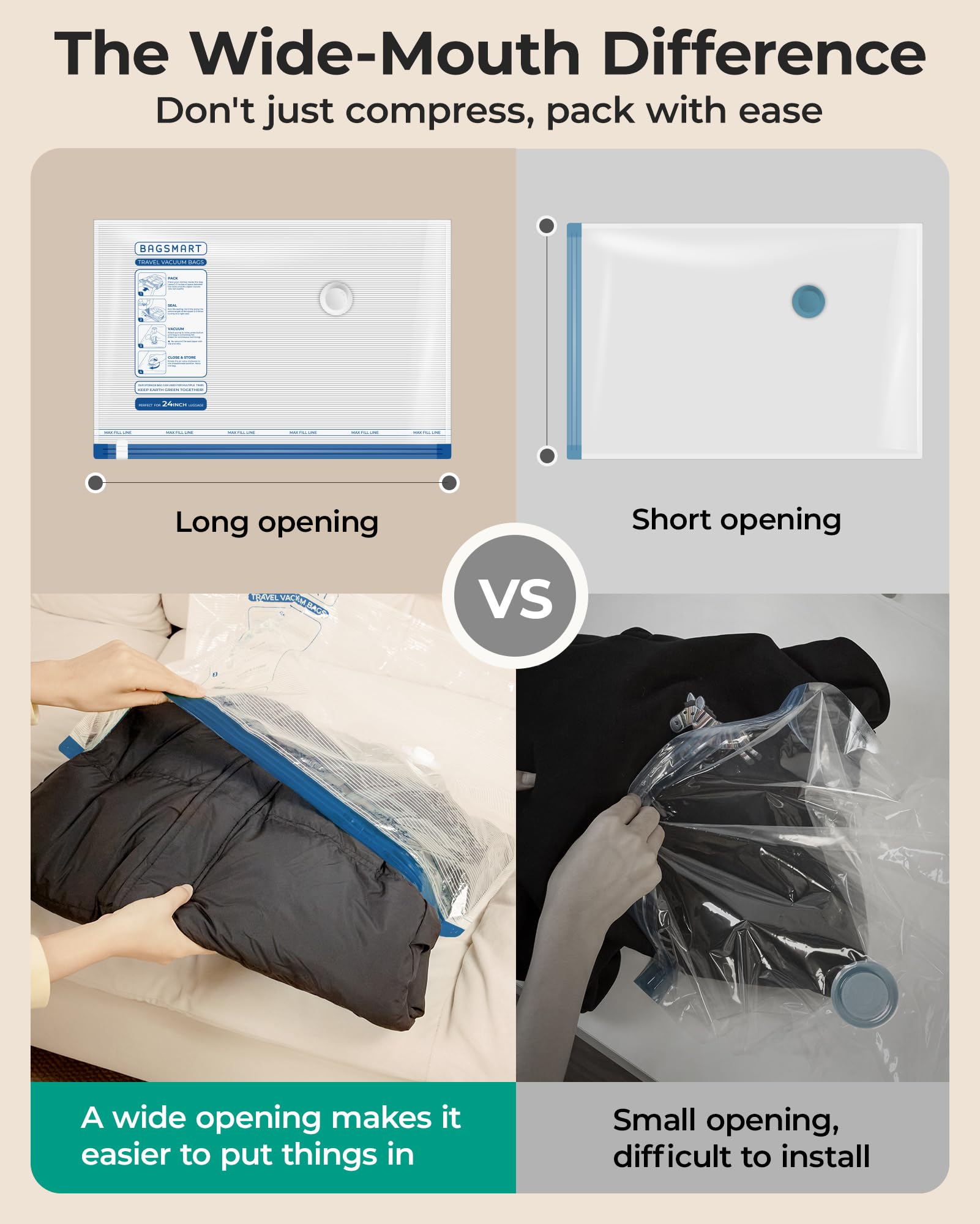 BAGSMART laundry and toiletry bags organize dirty items inside luggage.