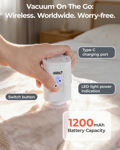 BAGSMART wireless air pump shown beside compact charger for cordless sealing