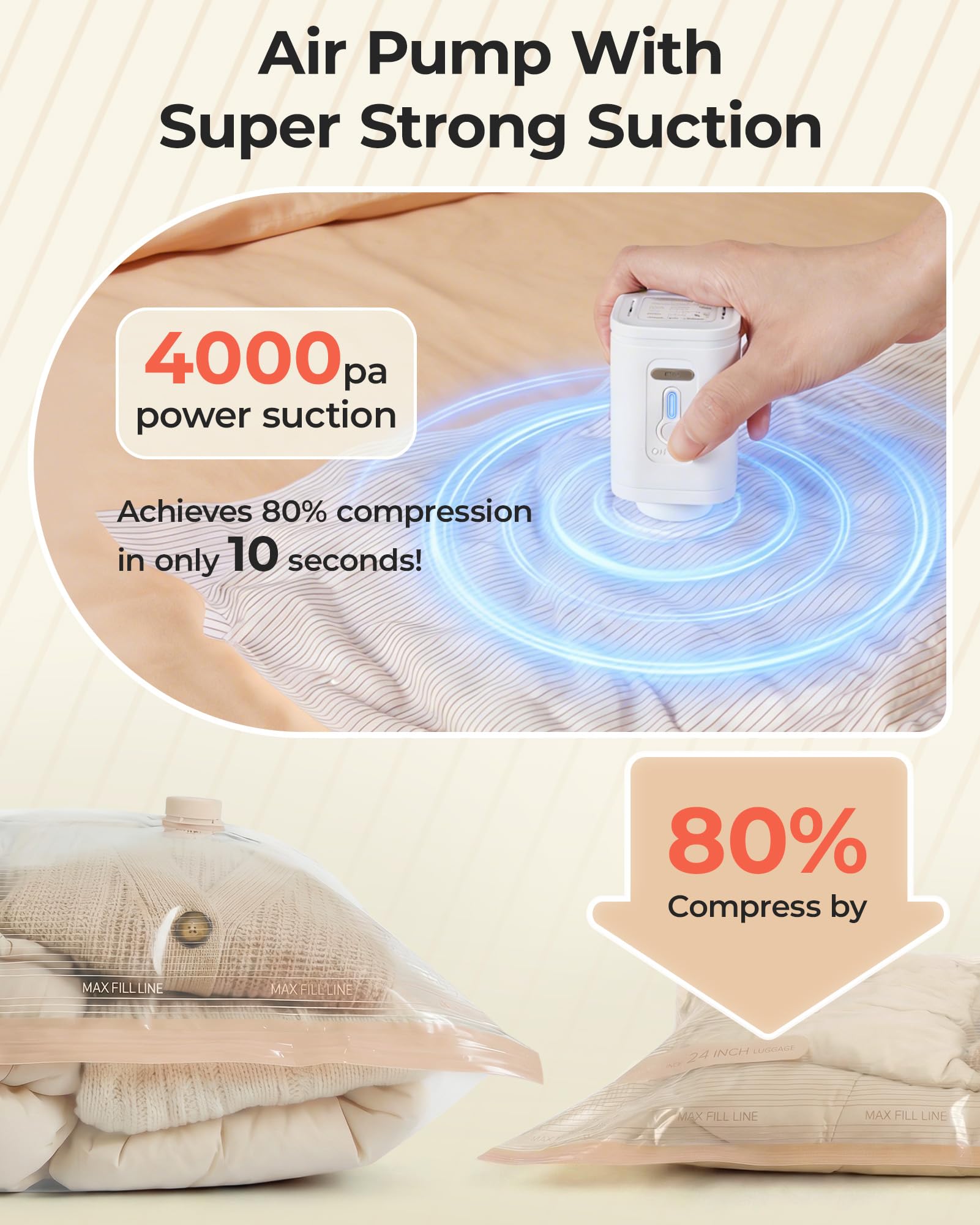 BagSmart airtight seal feature shows precise dual-seal closure for lasting protection.
