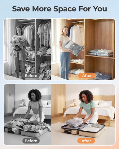 BAGSMART closet organization shows tidy, accessible storage.