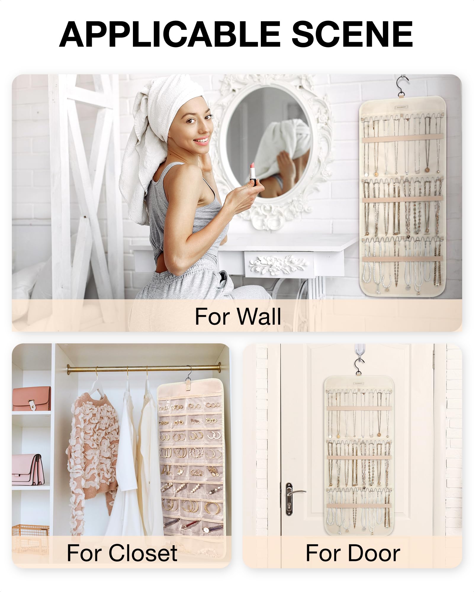 BAGSMART door or wall mounting demonstrates space-saving storage.