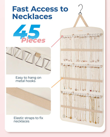 BAGSMART organizer side view highlighting two-sided design and rotating hanger.