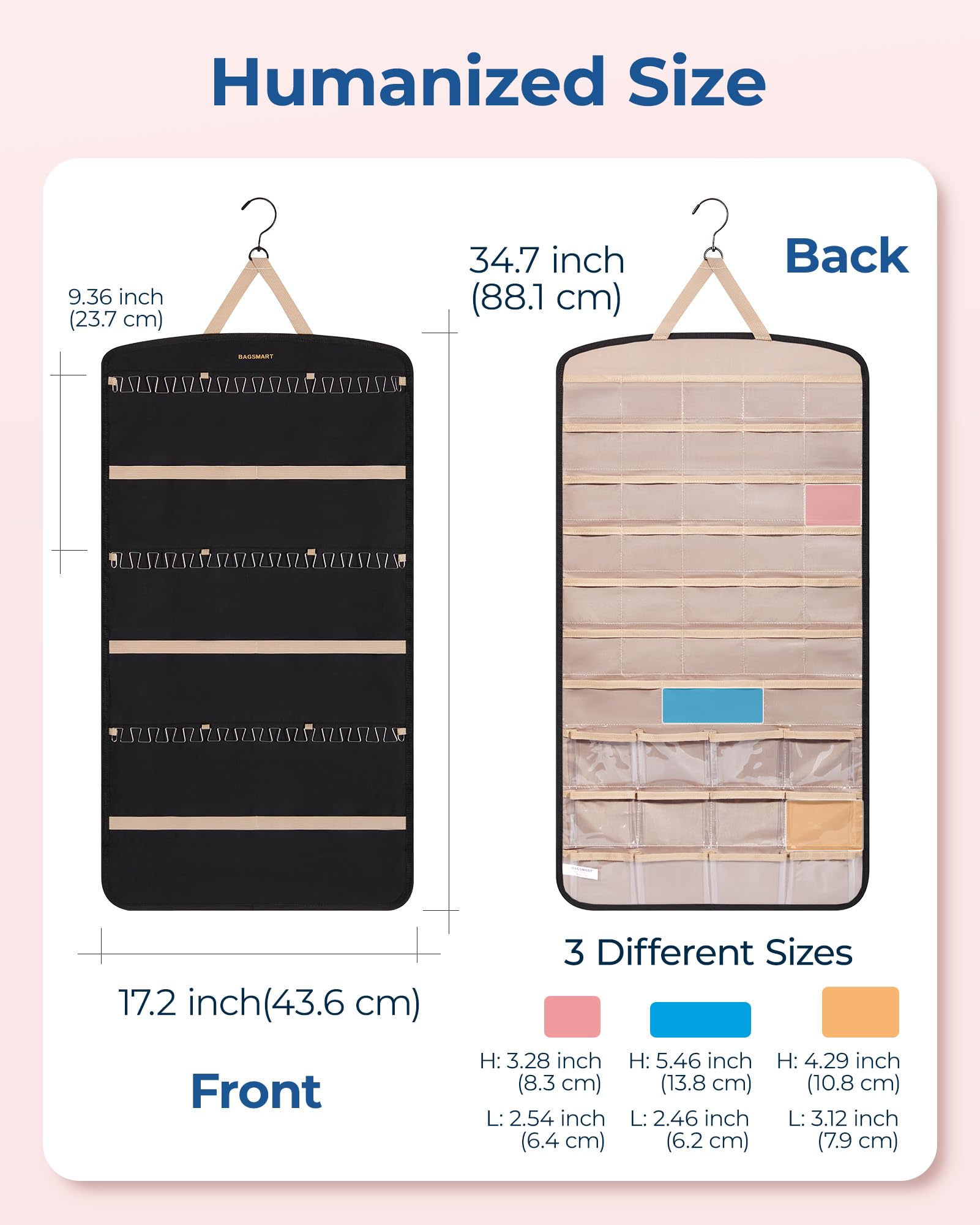 BAGSMART mountable design for wall, door, or closet