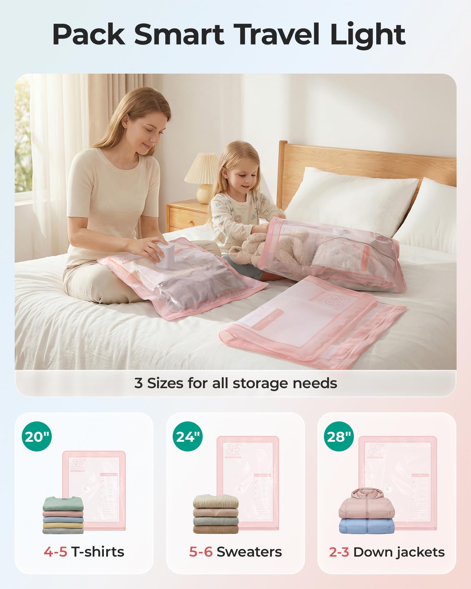 BAGSMART travel wardrobe bags organize outfits in a suitcase