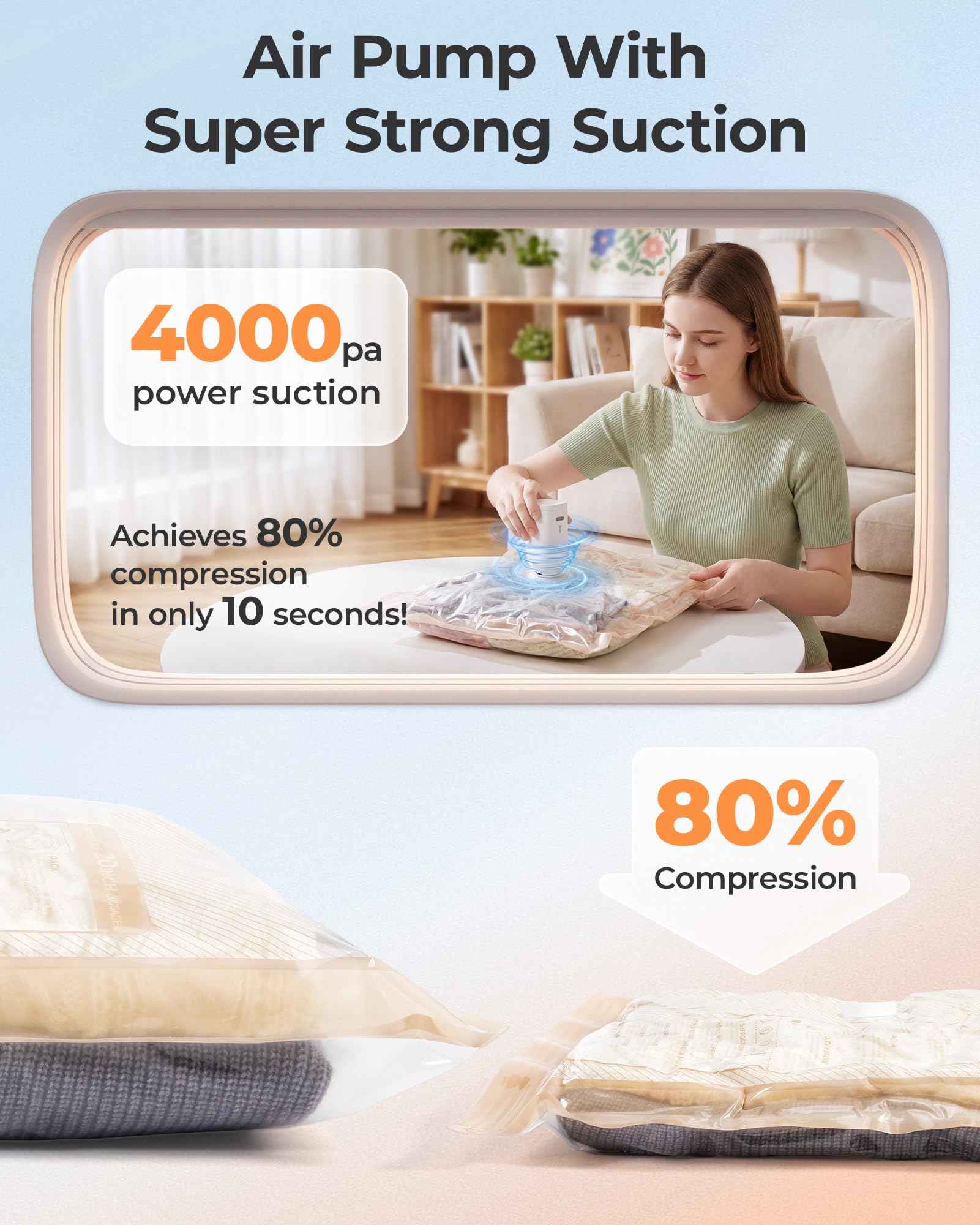 BAGSMART ultra-tough PA+PE material withstands punctures and wear.