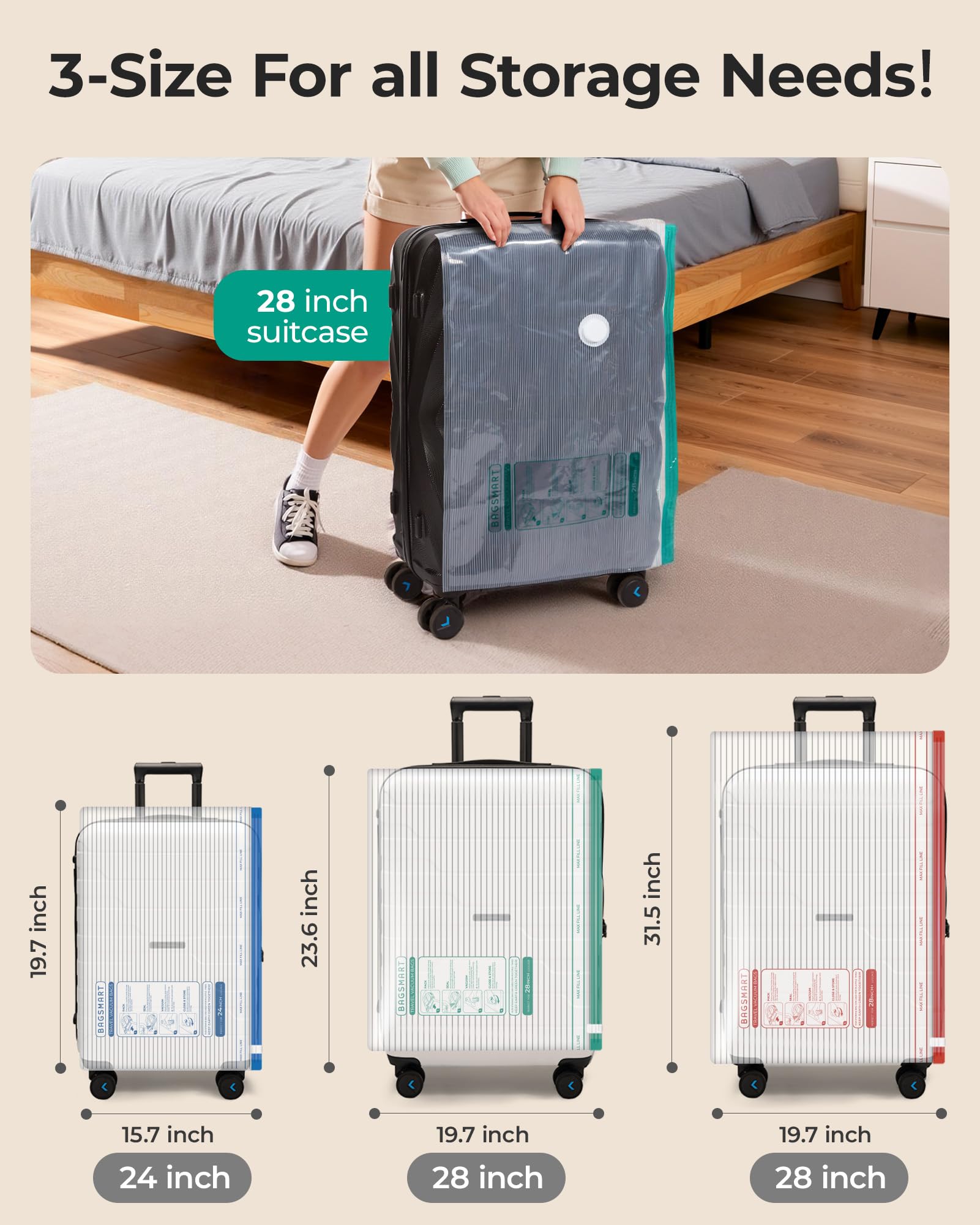 BAGSMART Vacuum Bags compact compression highlights fast space savings.