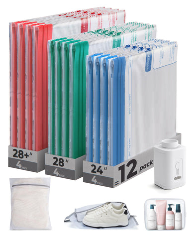 BAGSMART Vacuum Bags travel kit with color-coded sizes for quick organization.