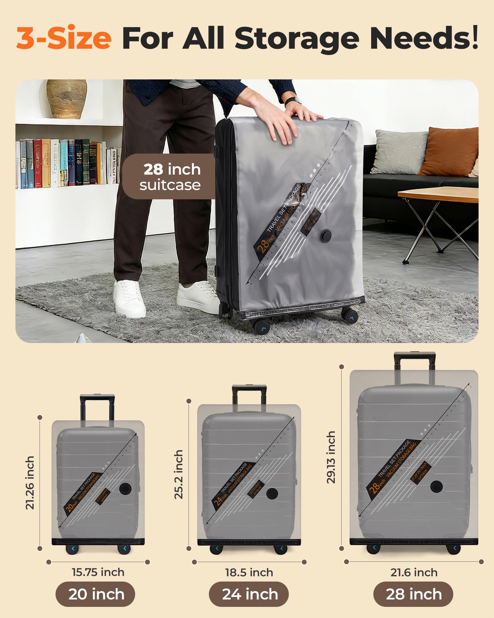 BAGSMART wide-mouth openings ease inserting bulky garments