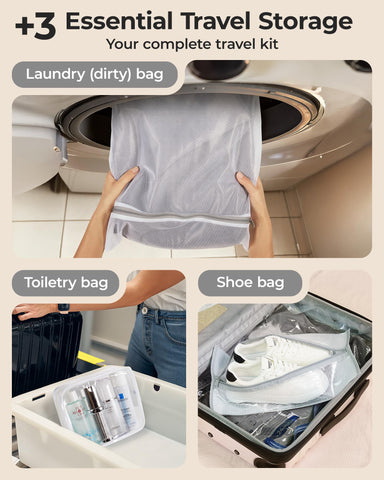 BAGSMART wide-mouth bags simplify loading thick garments during packing