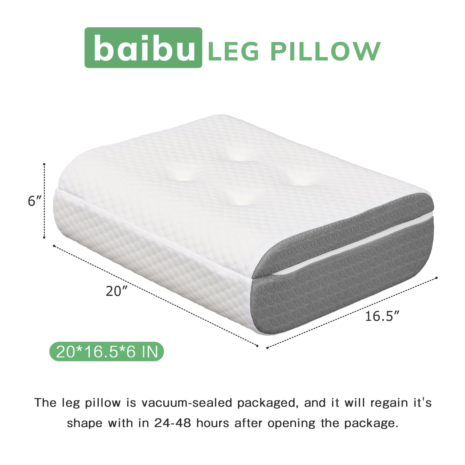 baibu leg elevation pillow high-density base provides lasting support.