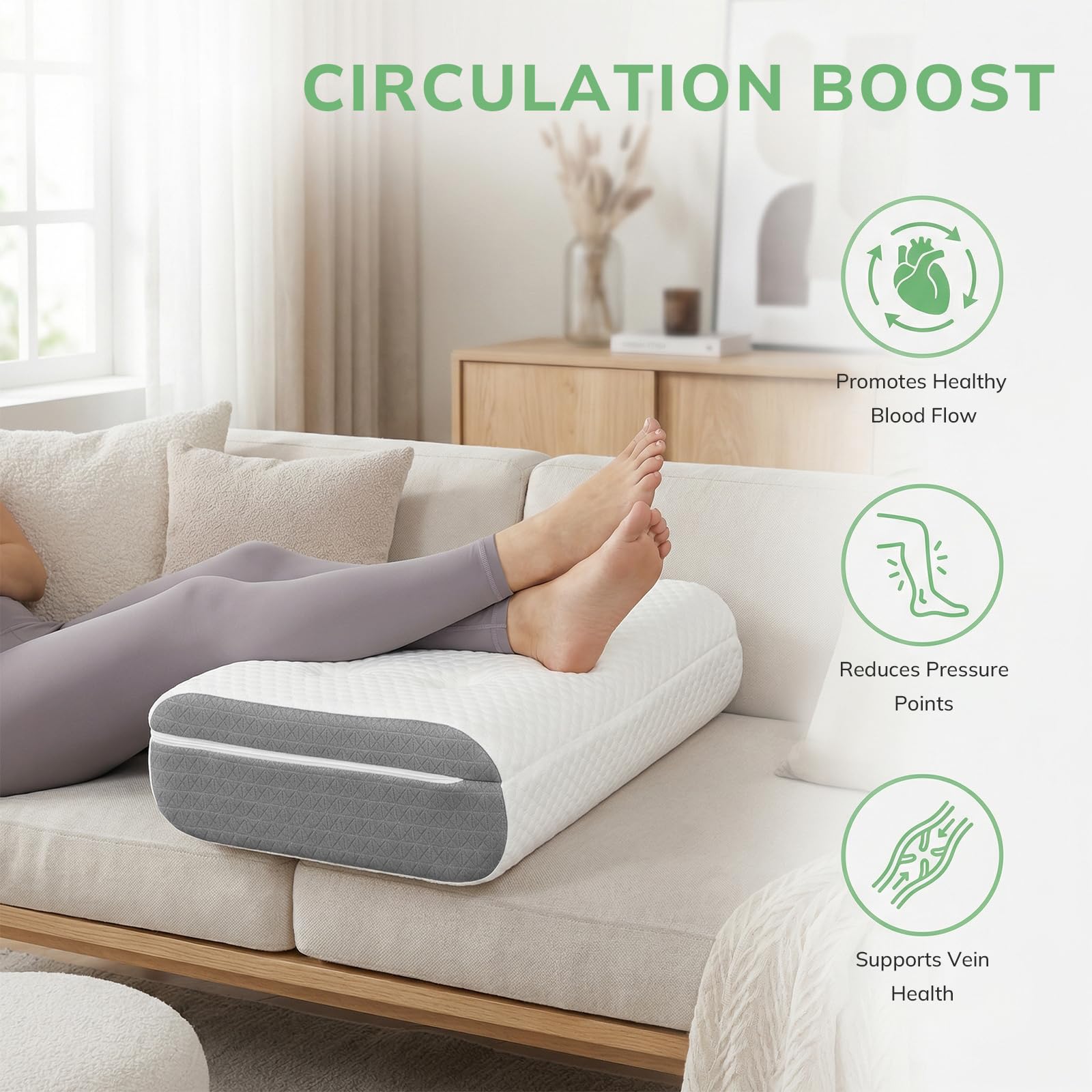 baibu leg elevation pillow optimized incline promotes elevated leg positioning.