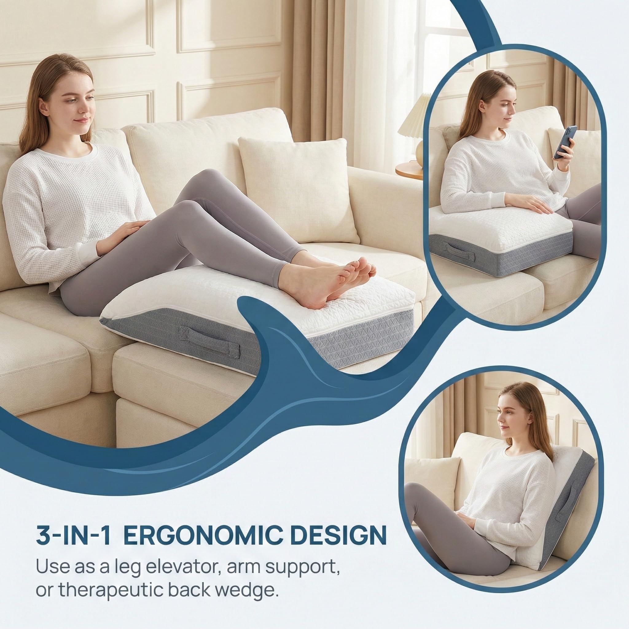 Baibu memory foam leg elevation pillow in compressed packaging.