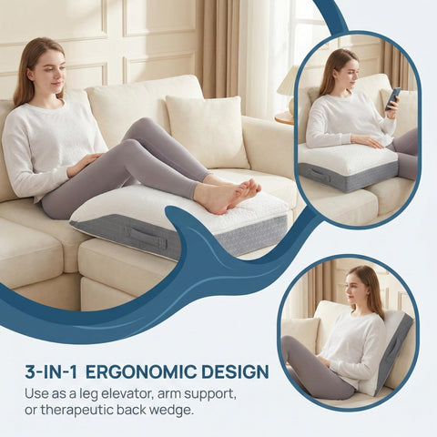 Baibu memory foam leg elevation pillow in compressed packaging.