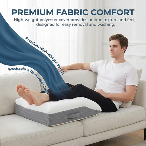 Baibu memory foam leg elevation pillow used for reading and relaxing.