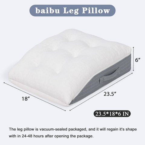 Baibu memory foam leg elevation pillow top view highlighting fabric texture.