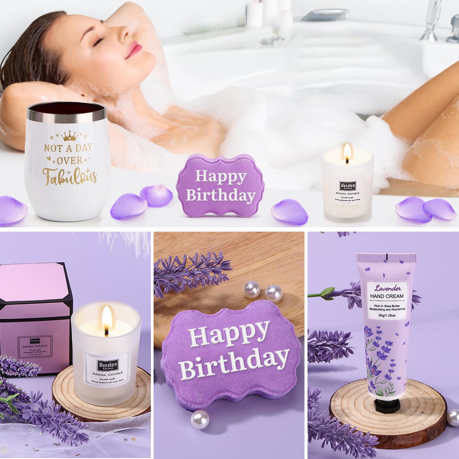 Baicai bath bomb with birthday theme offers relaxing aromatics during a pamper session