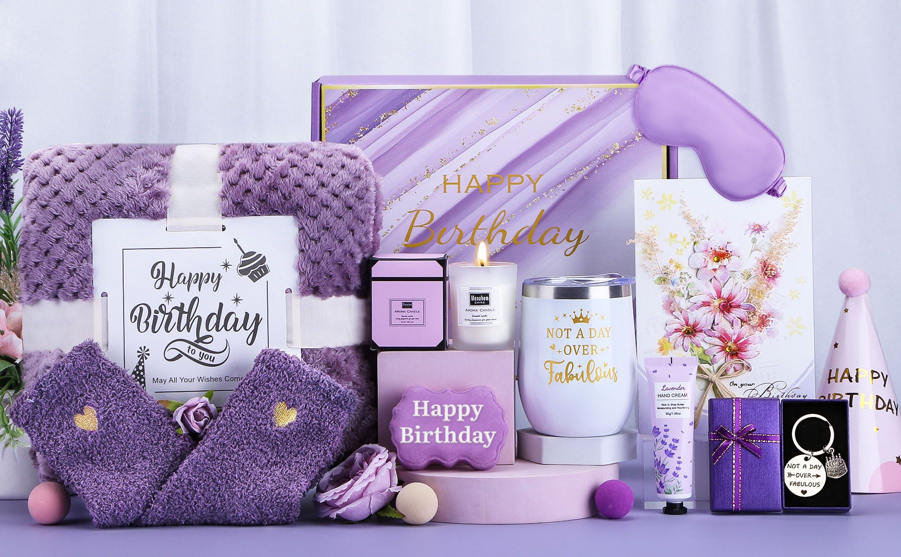 Baicai birthday gift card and pink box complete a thoughtful presentation