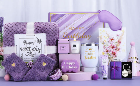 Baicai birthday gift card and pink box complete a thoughtful presentation