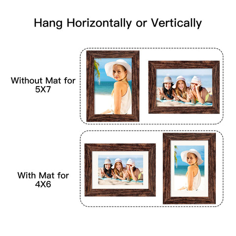 BAIJIALI wood-pattern frame front with tempered glass protects photos on display