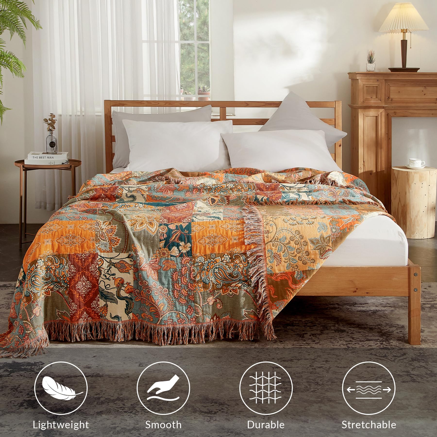 Bailix reversible bed blanket offers two looks for versatile styling.