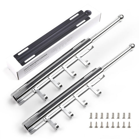 BaiNong 12-inch valet rod with four hooks for closet organization and air-drying shirts.