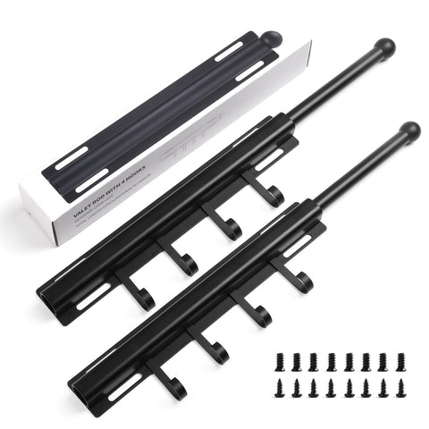 BaiNong 12in valet rod with 4 hooks for air-drying shirts and organizing outfits.