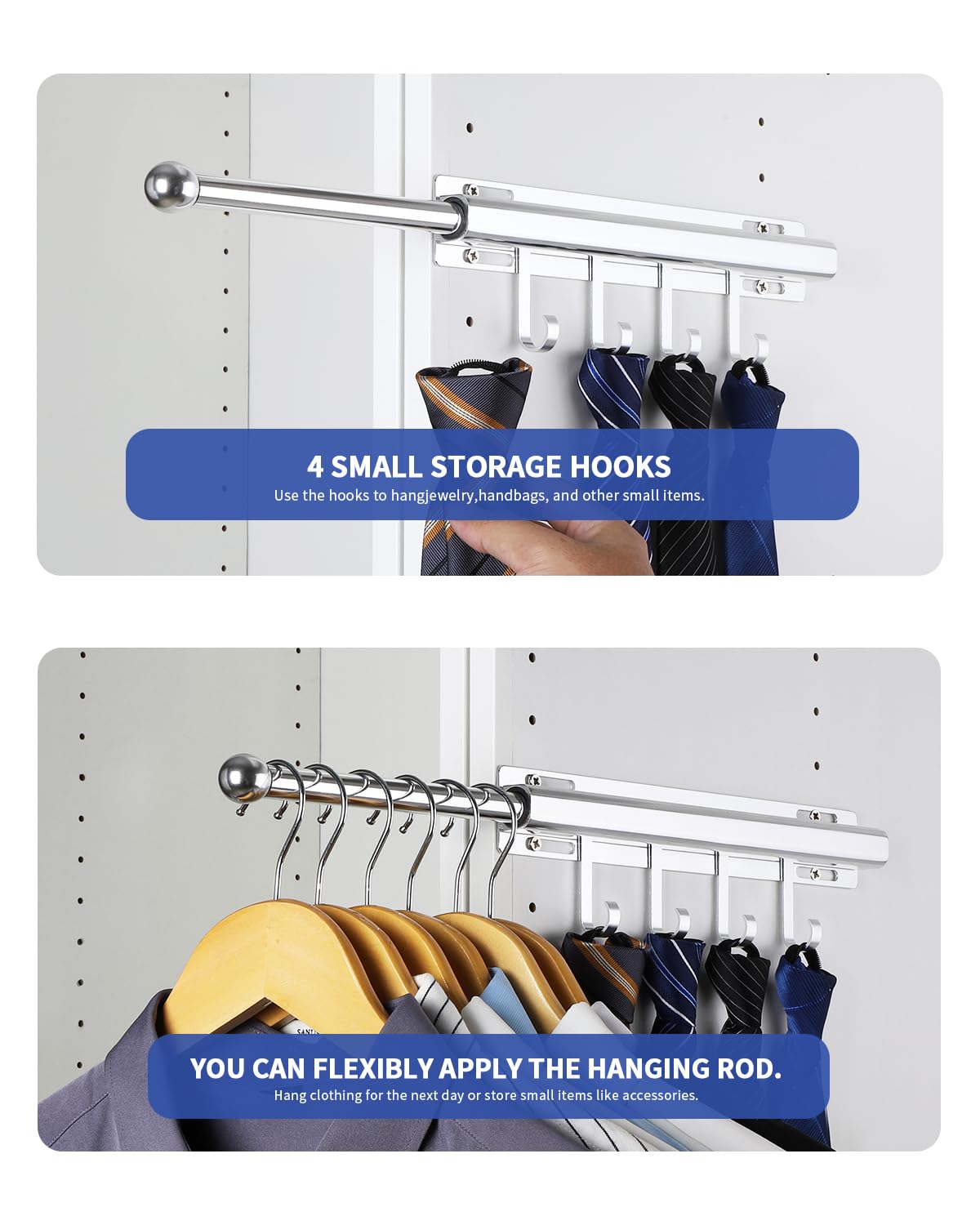 BaiNong aluminum valet rod, 12-inch, enhances airflow for freshly ironed garments.