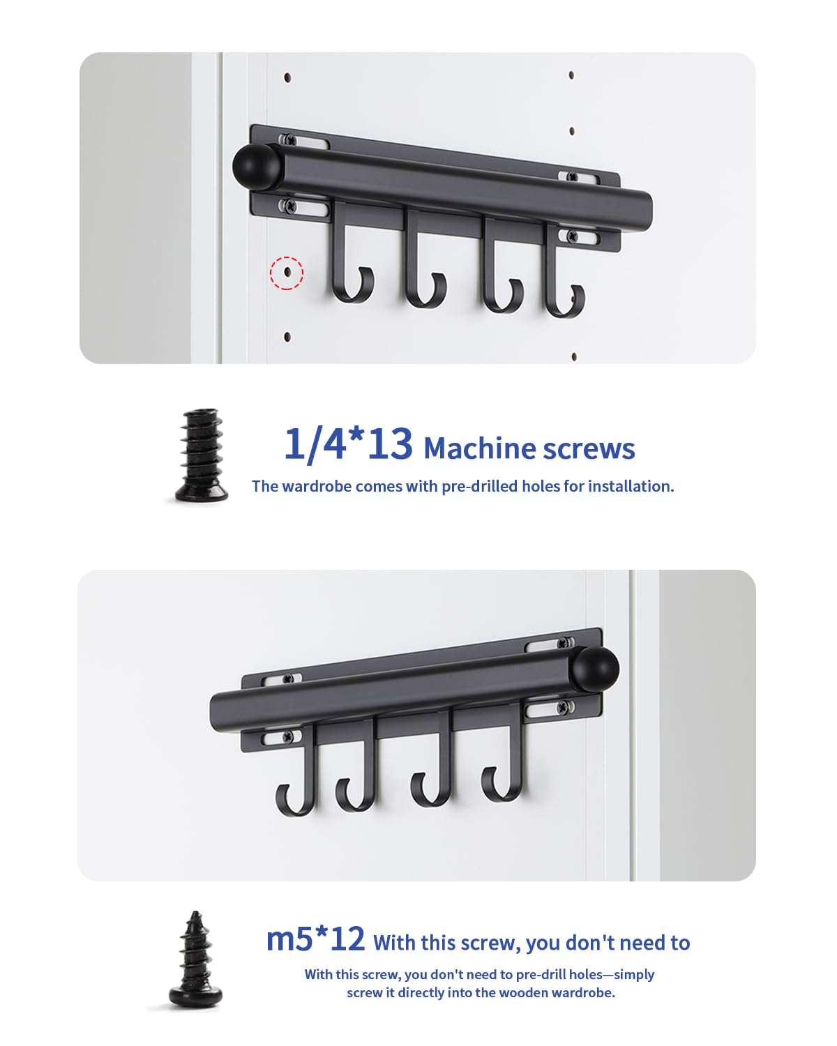 BaiNong black 2-pack valet rods complement modern closet decor.
