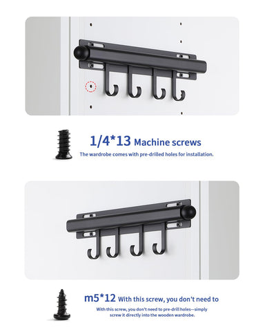BaiNong black 2-pack valet rods complement modern closet decor.