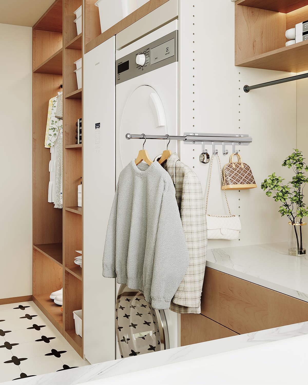 BaiNong valet rod ideal for laundry rooms and RVs.