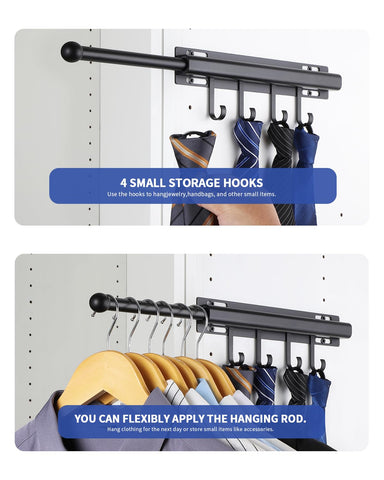 BaiNong retractable valet rod folded for compact closet use.