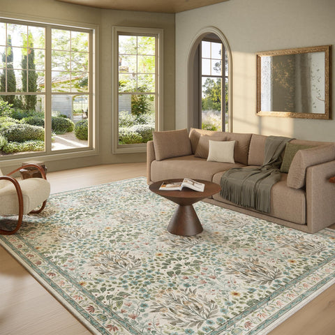 Baksham non-slip backing secures rugs on hard floors for safety.