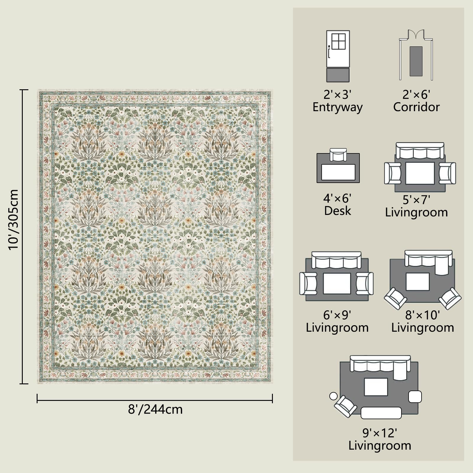 Baksham soft low-pile rug ideal for bedrooms and nurseries.