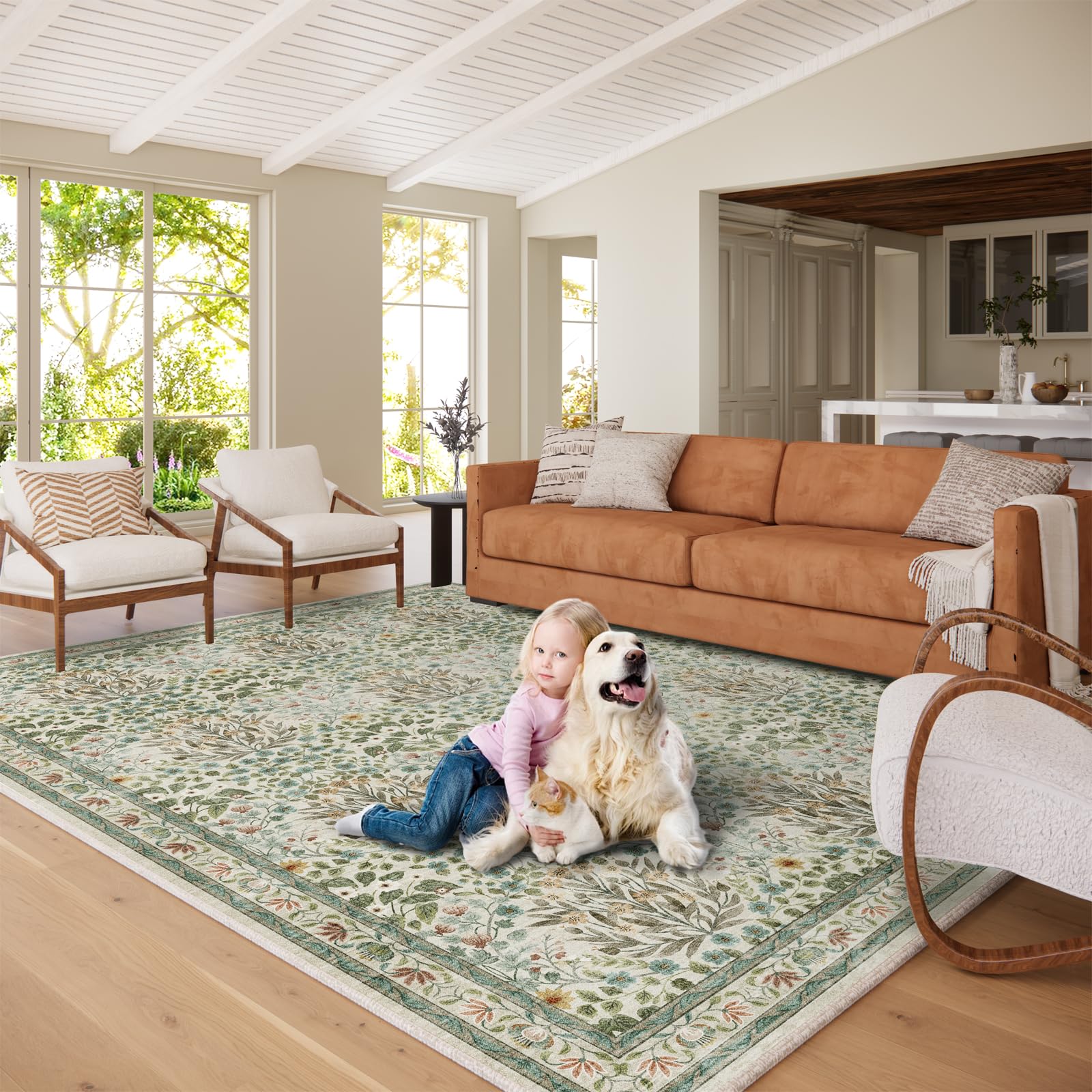 Baksham stain-resistant design helps keep high-traffic areas clean.