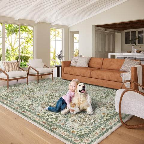 Baksham stain-resistant design helps keep high-traffic areas clean.