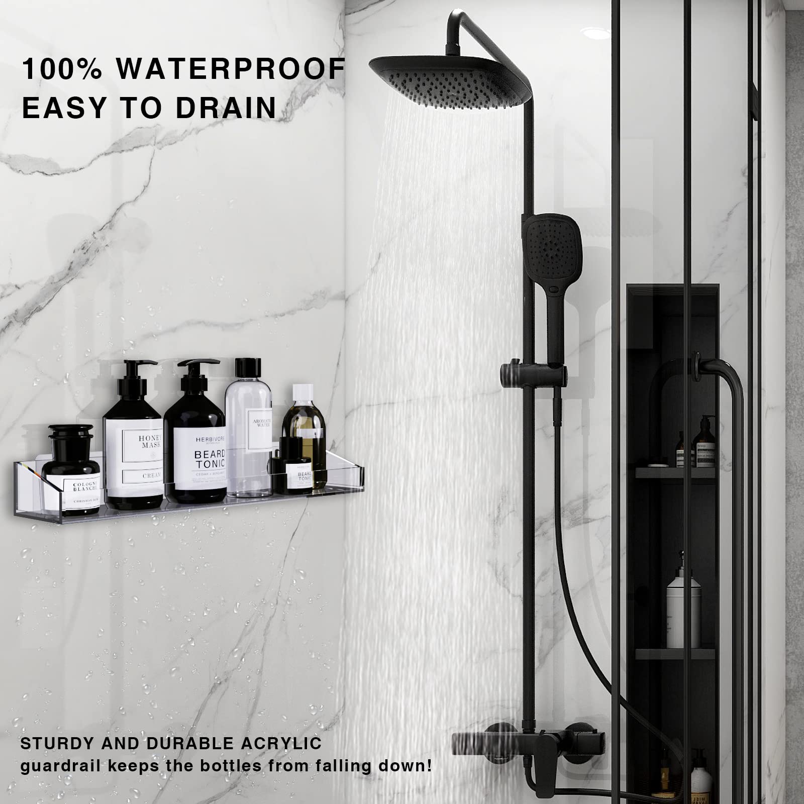 Bakzon waterproof durable shelves capture the shower environment moisture resistance and long lasting use.