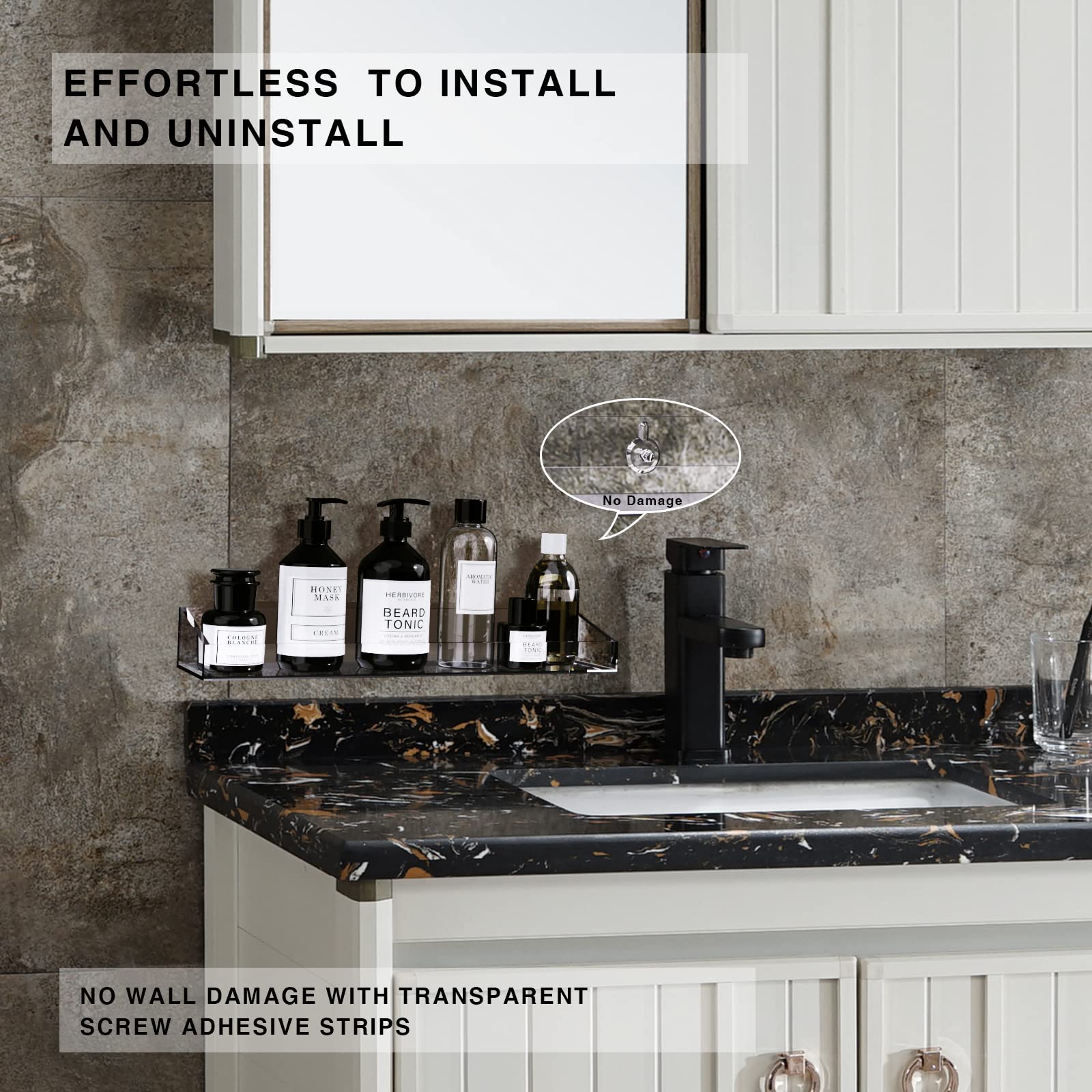 Bakzon two-pack setup highlights versatile dimensions for tight spaces and varied bottle sizes.