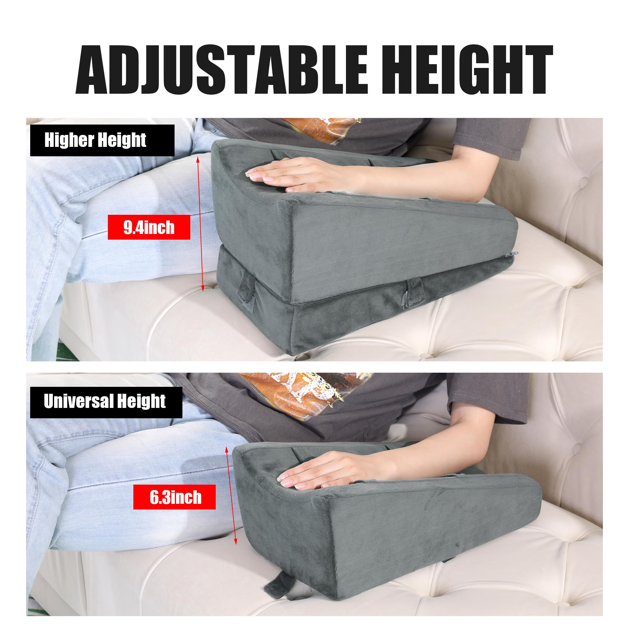 BALAPET arm elevation pillow height adjustment demonstrates layer customization for personalized comfort.