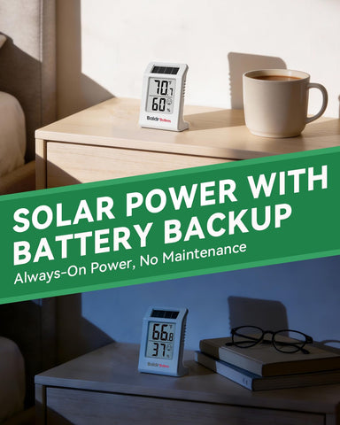Baldr battery backup indicator display ensuring readings even in low light