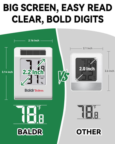Baldr wall-mount or desk-friendly thermometer in a modern white finish