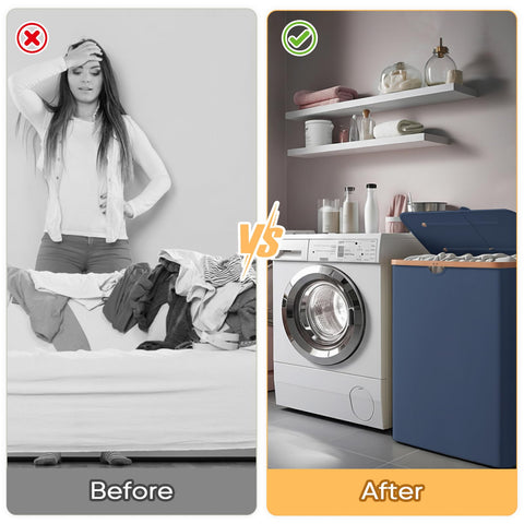 BALEINE blue hamper complements modern laundry spaces.