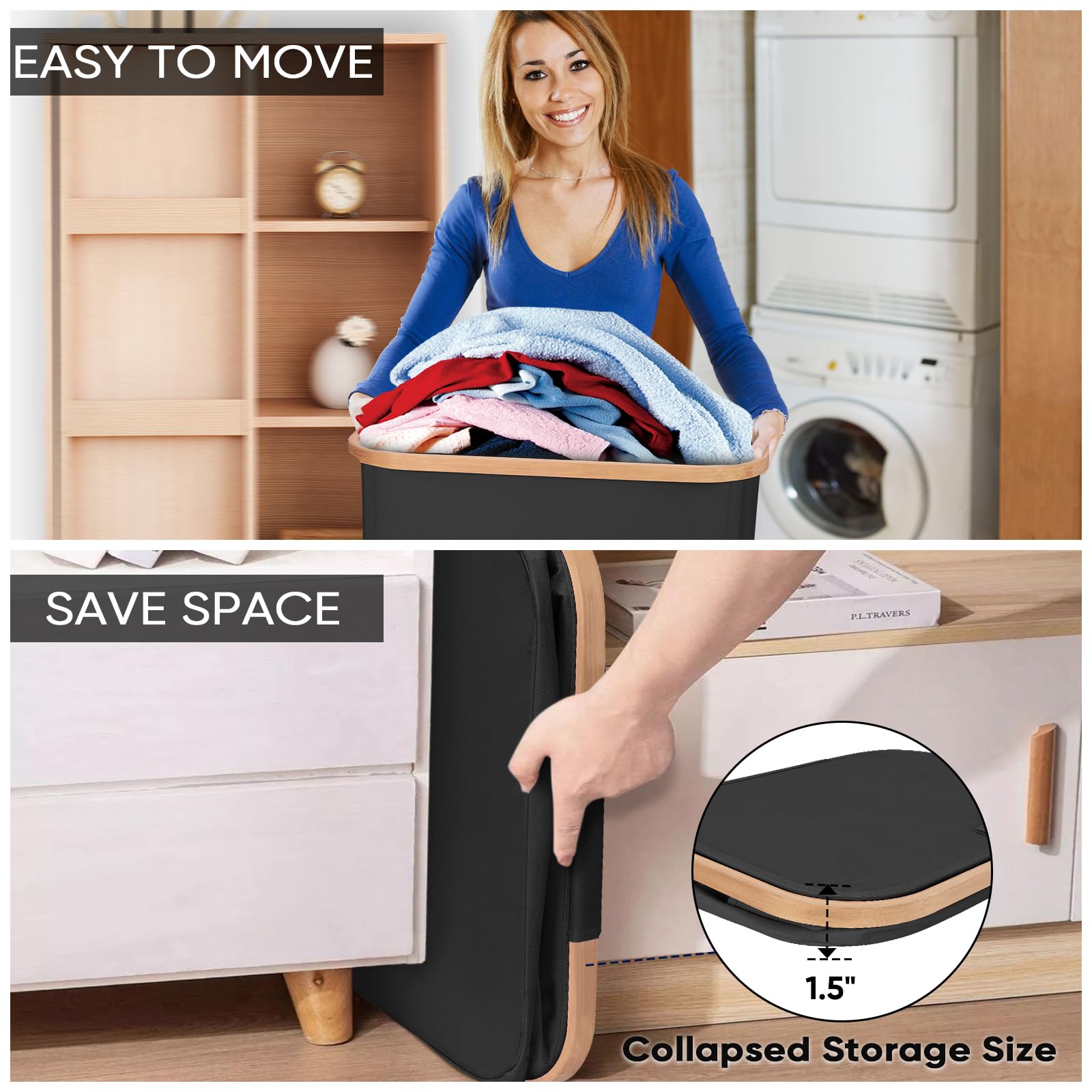 Baleine 36-gal capacity for towels and linens in one bin.
