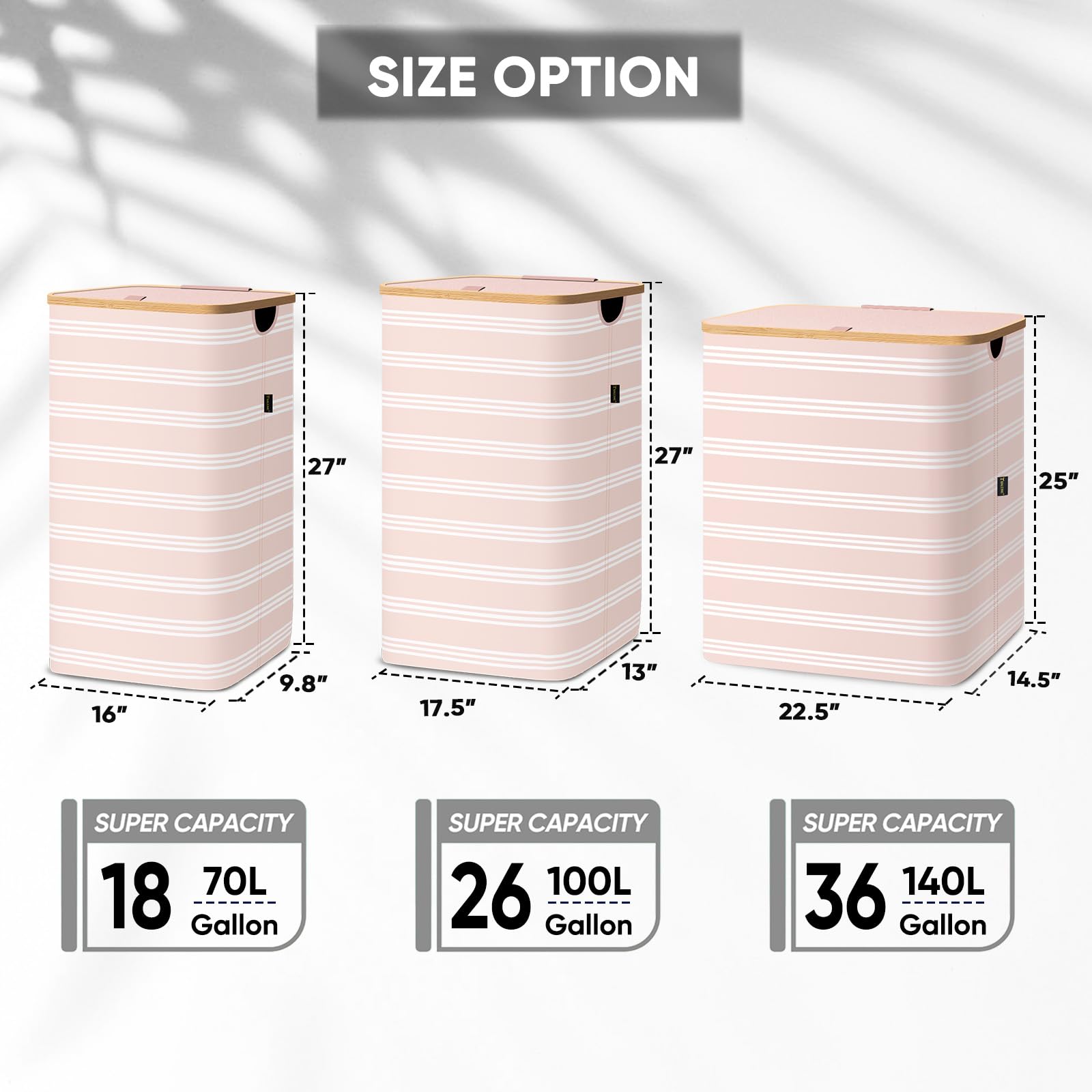 BALEINE laundry hamper bamboo rim adds natural elegance and durability.