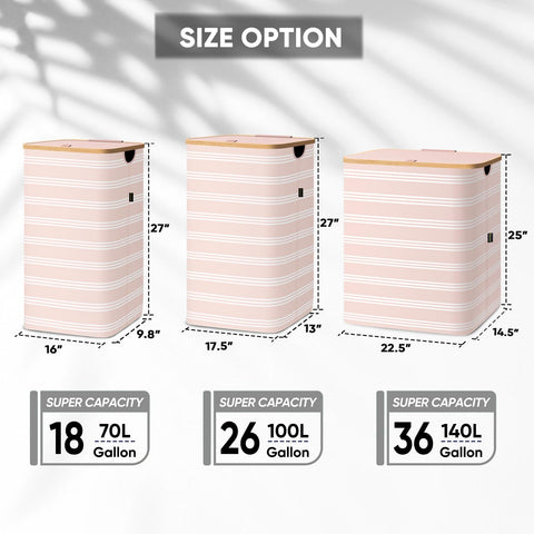 BALEINE laundry hamper bamboo rim adds natural elegance and durability.