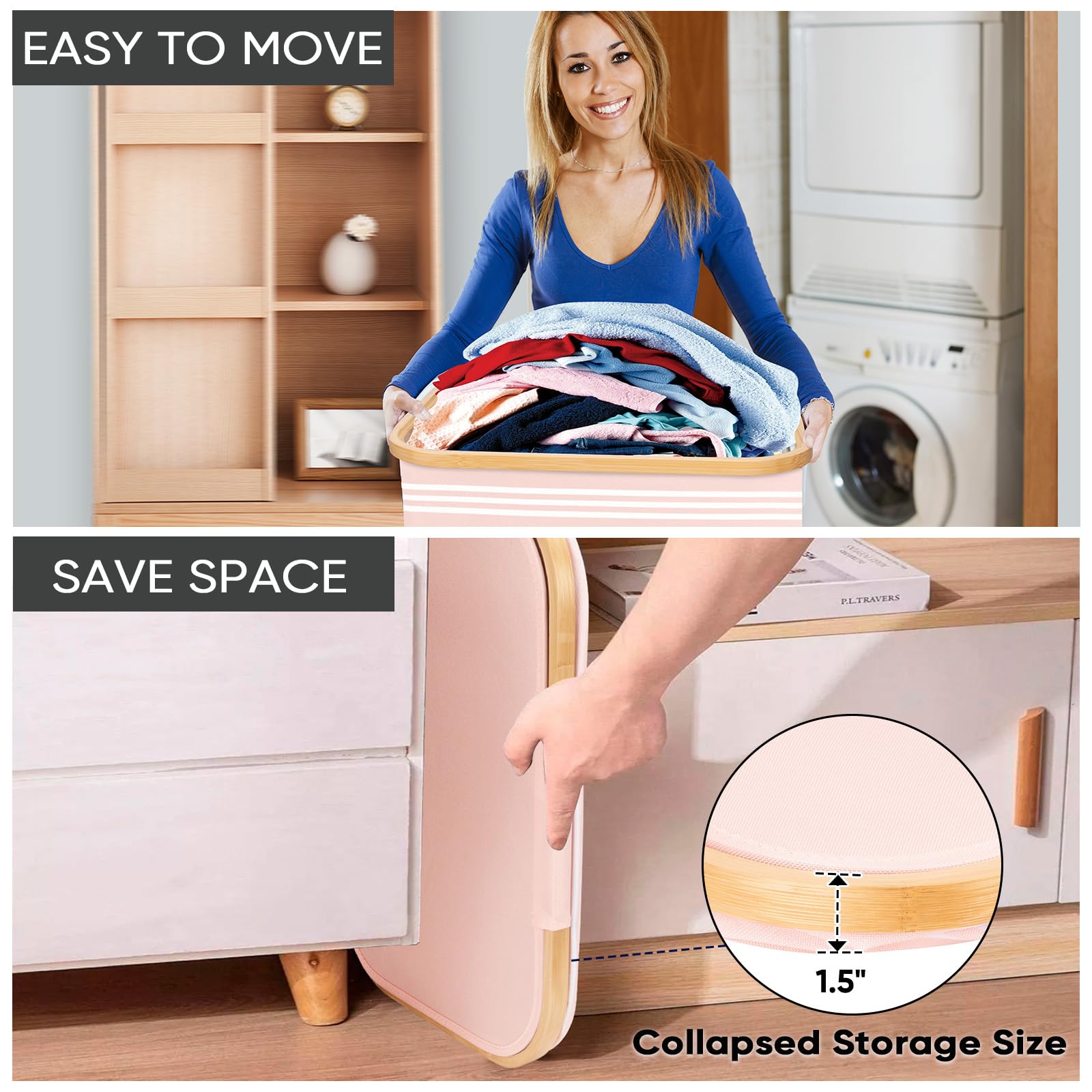 BALEINE laundry hamper internal support maintains shape under load.